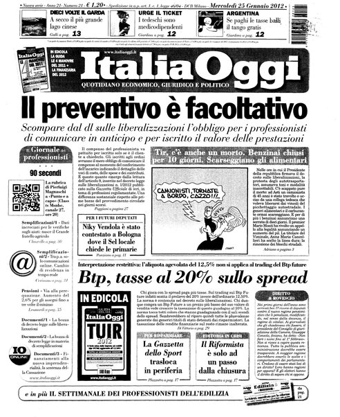 Italia oggi : quotidiano di economia finanza e politica